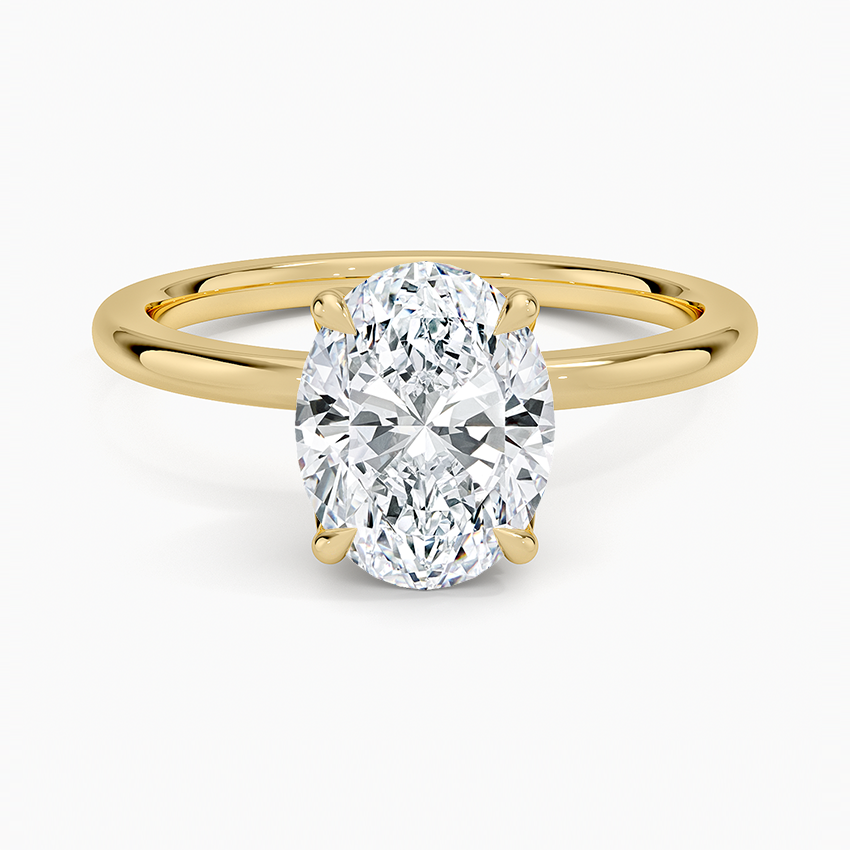 2.15 Karat Oval Kesim Hidden Halo Tasarım Tektaş Laboratuvar Pırlanta Yüzük 18K - Delora