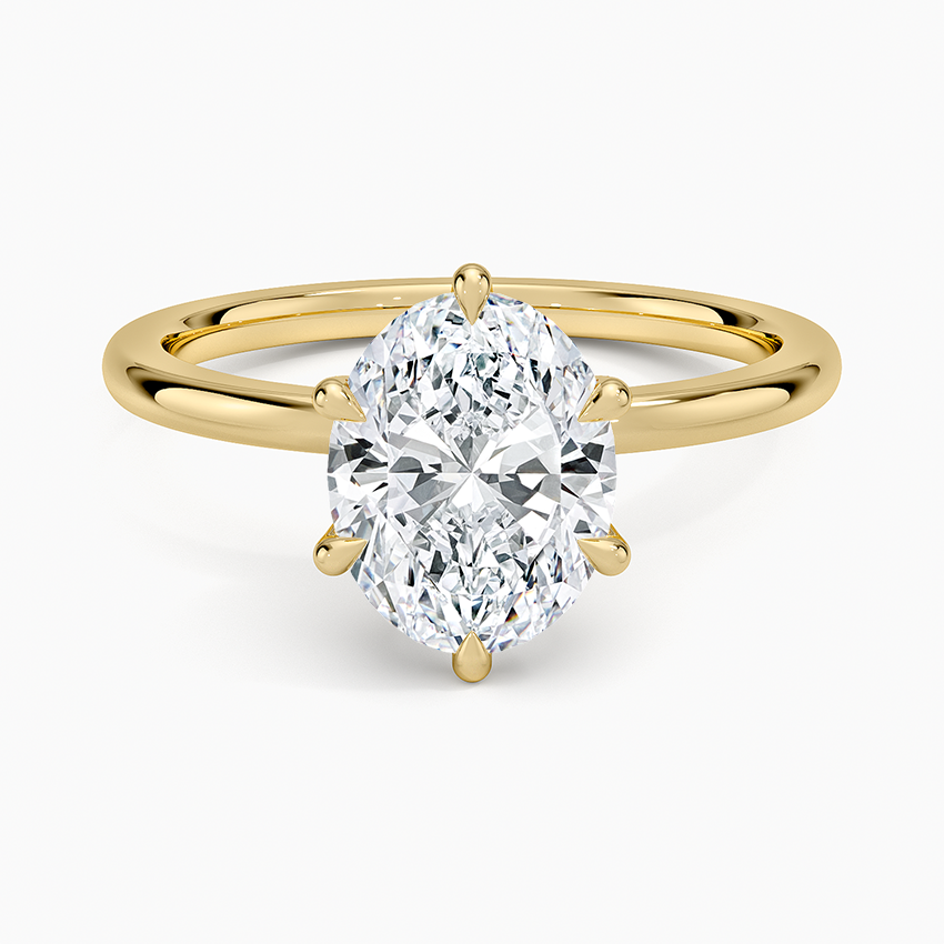 Altı Tırnak 2.15 Karat Oval Kesim Hidden Halo Tasarım Tektaş Laboratuvar Pırlanta Yüzük - Delora - Bold Diamonds