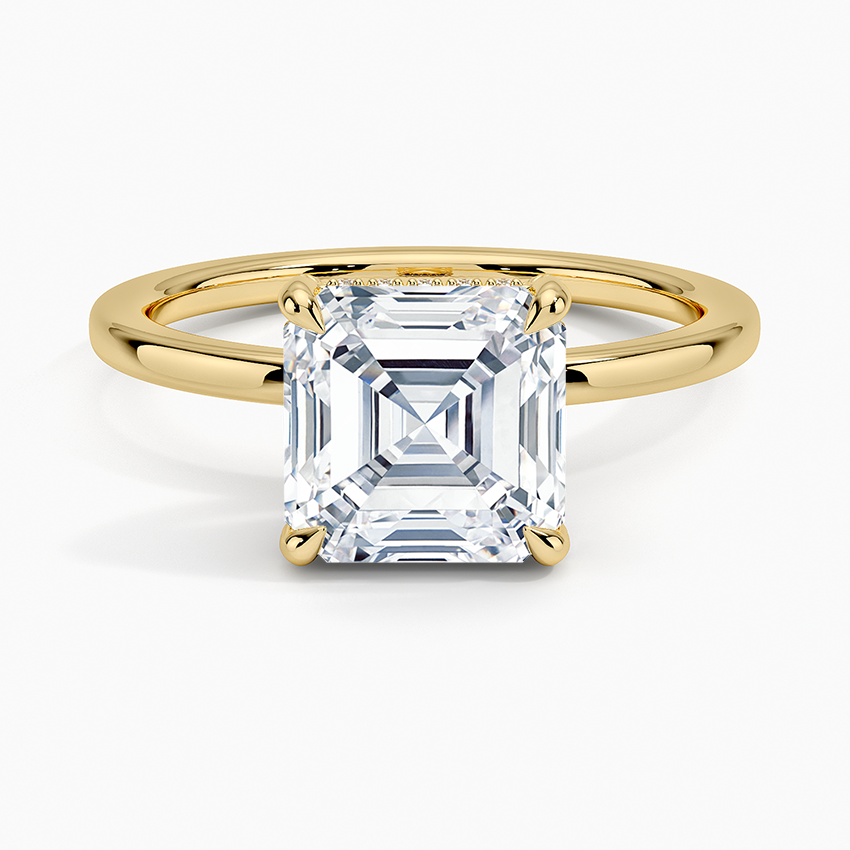 2.15 Karat Asscher Kesim Hidden Halo Tasarım Tektaş Laboratuvar Pırlanta Yüzük - Valencia