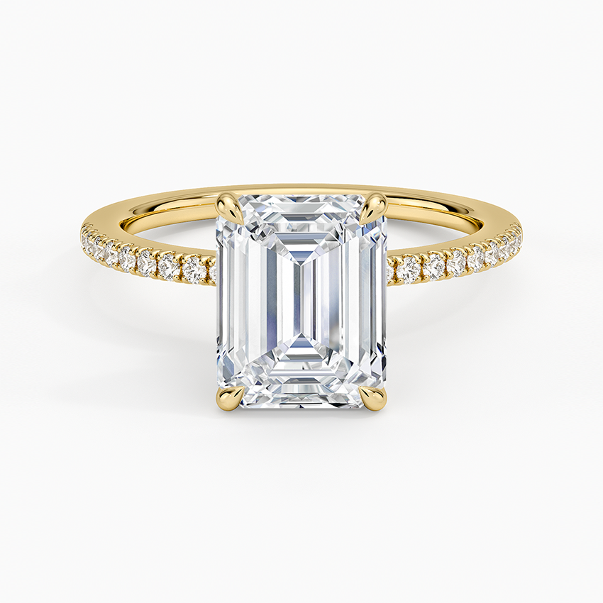 2.25 Karat Emerald Kesim Hidden Halo Tasarım Tektaş Laboratuvar Pırlanta Yüzük - Filora - Bold Diamonds