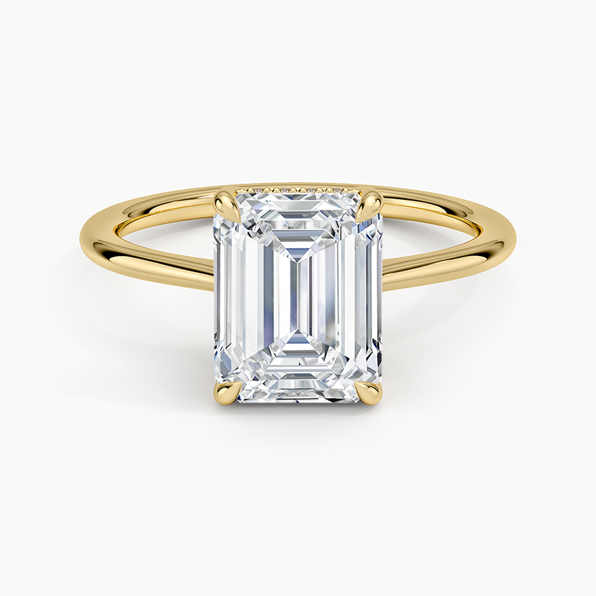 2.10 Emerald Kesim Hidden Halo Tasarım Tektaş Laboratuvar Pırlanta Yüzük - Tilora