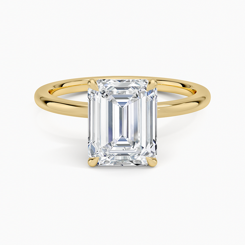 2.15 Karat Emerald Kesim Hidden Halo Tasarım Tektaş Laboratuvar Pırlanta Yüzük - Oslo