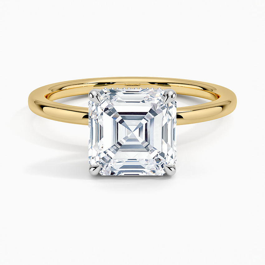 2.10 Karat Asscher Kesim Hidden Halo Tasarım Tektaş Laboratuvar Pırlanta Yüzük 18K - Elora