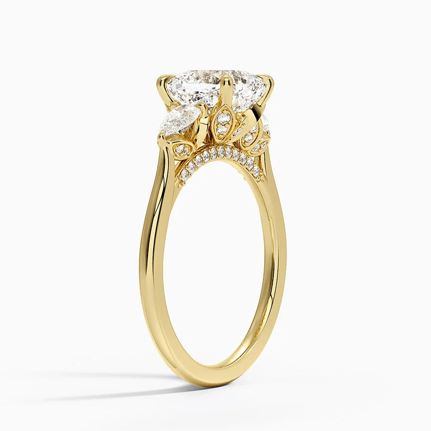 1.60 Carat Princess Halo Design Solitaire Lab Diamond Ring 18K - Florina