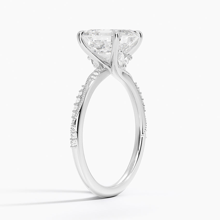 2.25 Karat Asscher Kesim Hidden Halo Tasarım Tektaş Laboratuvar Pırlanta Yüzük 18K - Melora - Bold Diamonds