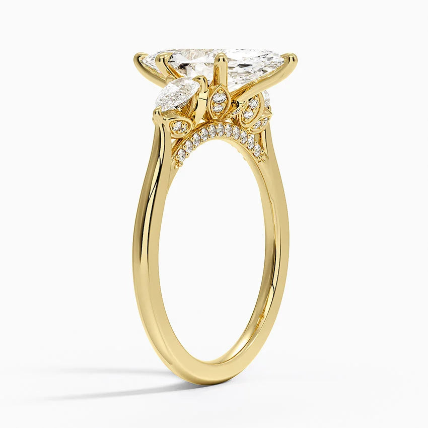 2.75 Karat Marquise Kesim Hidden Halo Tasarım Tektaş Laboratuvar Pırlanta Yüzük - Verona