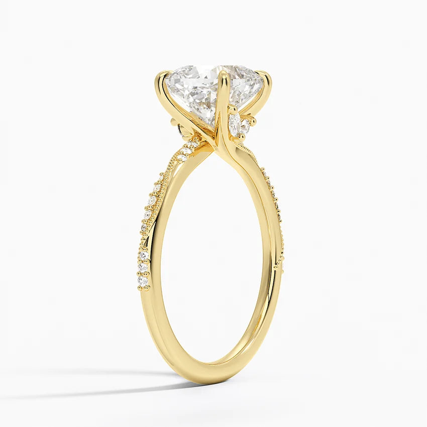 2.25 Karat Cushion Kesim Hidden Halo Tasarım Tektaş Laboratuvar Pırlanta Yüzük 18K - Melora - Bold Diamonds