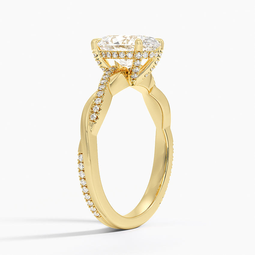 2.25 Karat Oval Kesim Hidden Halo Tasarım Tektaş Laboratuvar Pırlanta Yüzük 18K - Talora