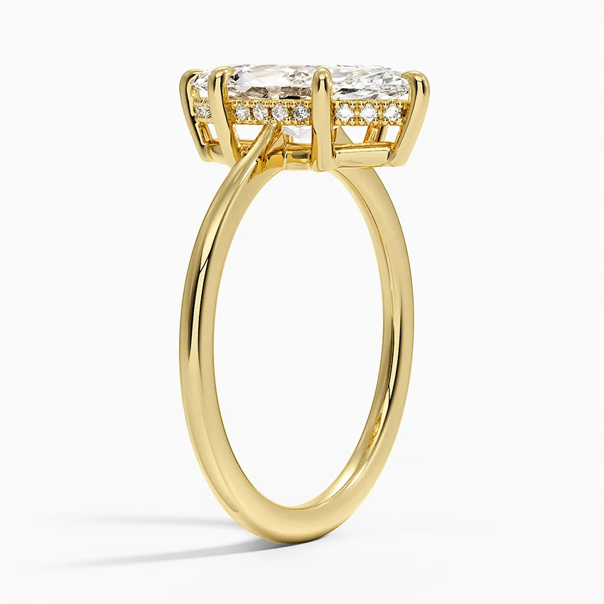 2.10 Marquise Kesim Hidden Halo Tasarım Tektaş Laboratuvar Pırlanta Yüzük - Tilora