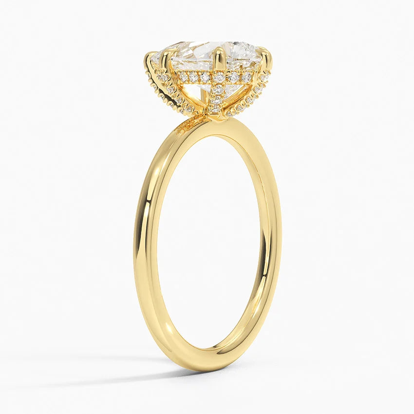 2.15 Karat Damla Kesim Hidden Halo Tasarım Tektaş Laboratuvar Pırlanta Yüzük - Gilora - Bold Diamonds