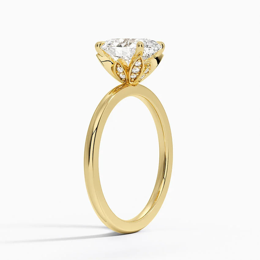 2.15 Karat Oval Kesim Hidden Halo Tasarım Tektaş Laboratuvar Pırlanta Yüzük 18K - Delora
