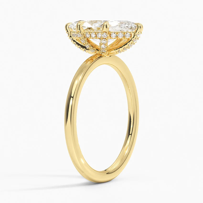 2.15 Karat Marquise Kesim Hidden Halo Tasarım Tektaş Laboratuvar Pırlanta Yüzük - Gilora - Bold Diamonds