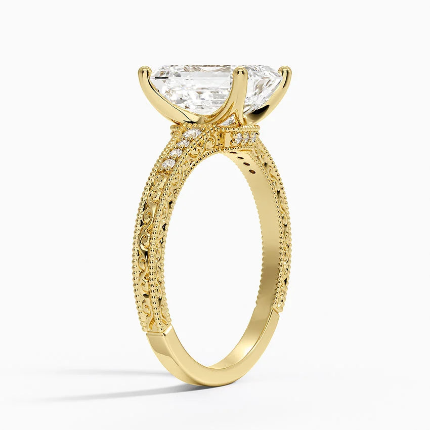 2.15 Karat Emerald Kesim Hidden Halo Tasarım Tektaş Laboratuvar Pırlanta Yüzük - Venice