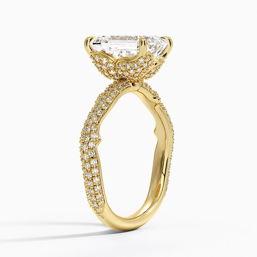 2.75 Karat Emerald Kesim Hidden Halo Tasarım Tektaş Laboratuvar Pırlanta Yüzük - Sorrento