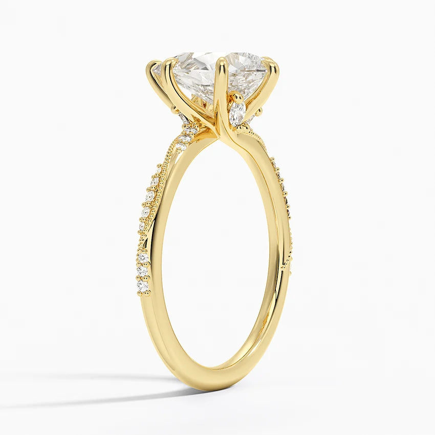 2.25 Karat Damla Kesim Hidden Halo Tasarım Tektaş Laboratuvar Pırlanta Yüzük 18K - Melora