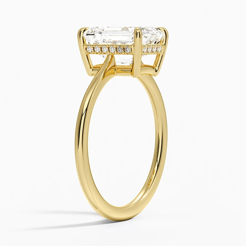 2.10 Karat Emerald Kesim Hidden Halo Tasarım Tektaş Laboratuvar Pırlanta Yüzük - Monaco