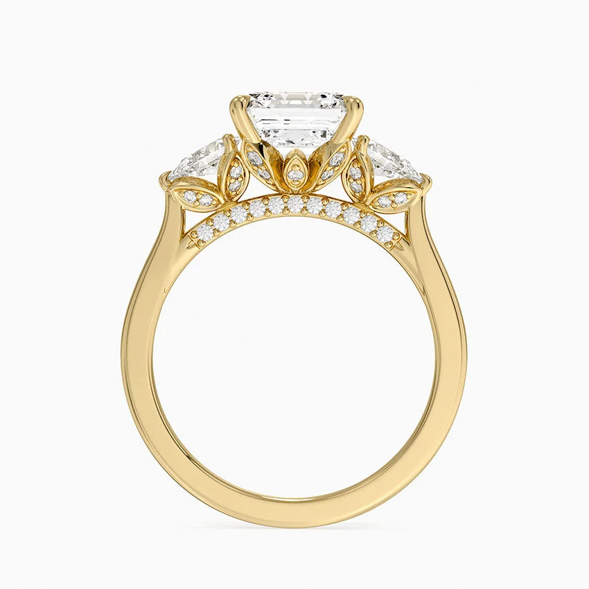 2.75 Karat Asscher Kesim Hidden Halo Tasarım Tektaş Laboratuvar Pırlanta Yüzük 18K - Calora