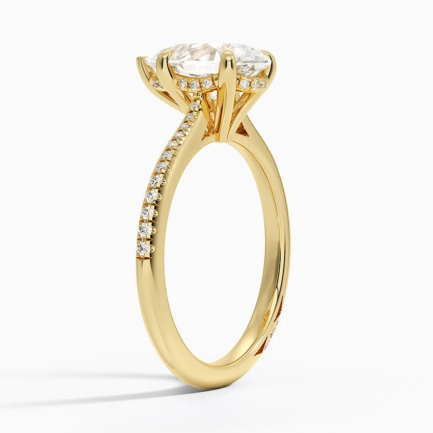 1.60 Carat Princess Halo Design Solitaire Lab Diamond Ring 18K - Florina