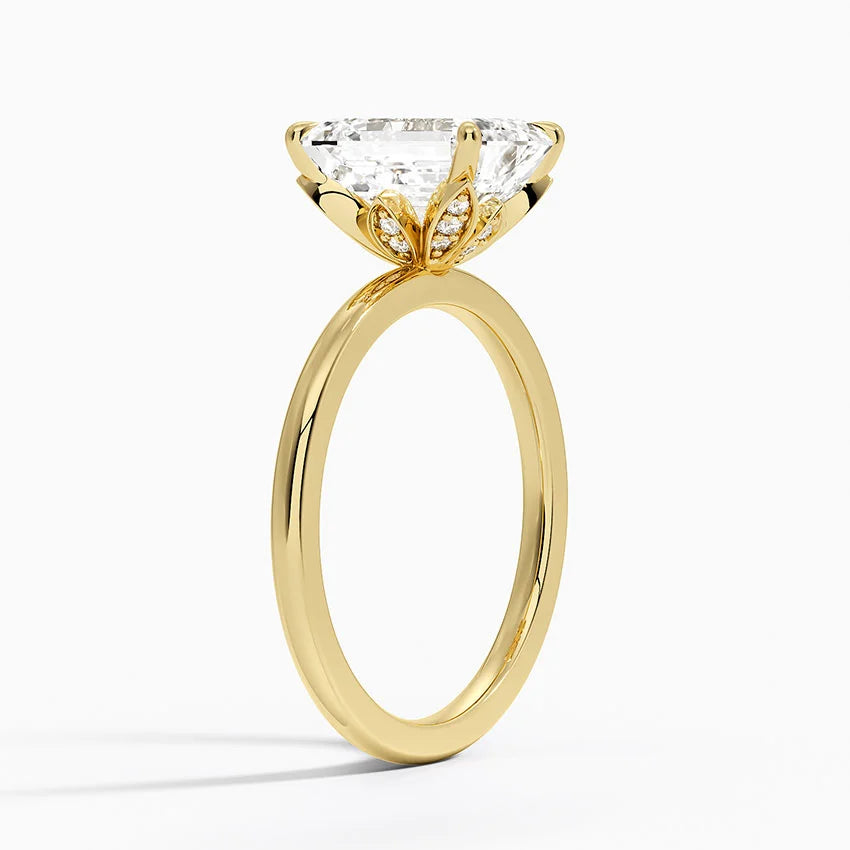 2.15 Karat Emerald Kesim Hidden Halo Tasarım Tektaş Laboratuvar Pırlanta Yüzük - Oslo