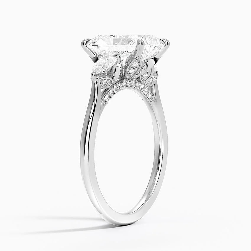 2.75 Karat Radiant Kesim Hidden Halo Tasarım Tektaş Laboratuvar Pırlanta Yüzük - Verona