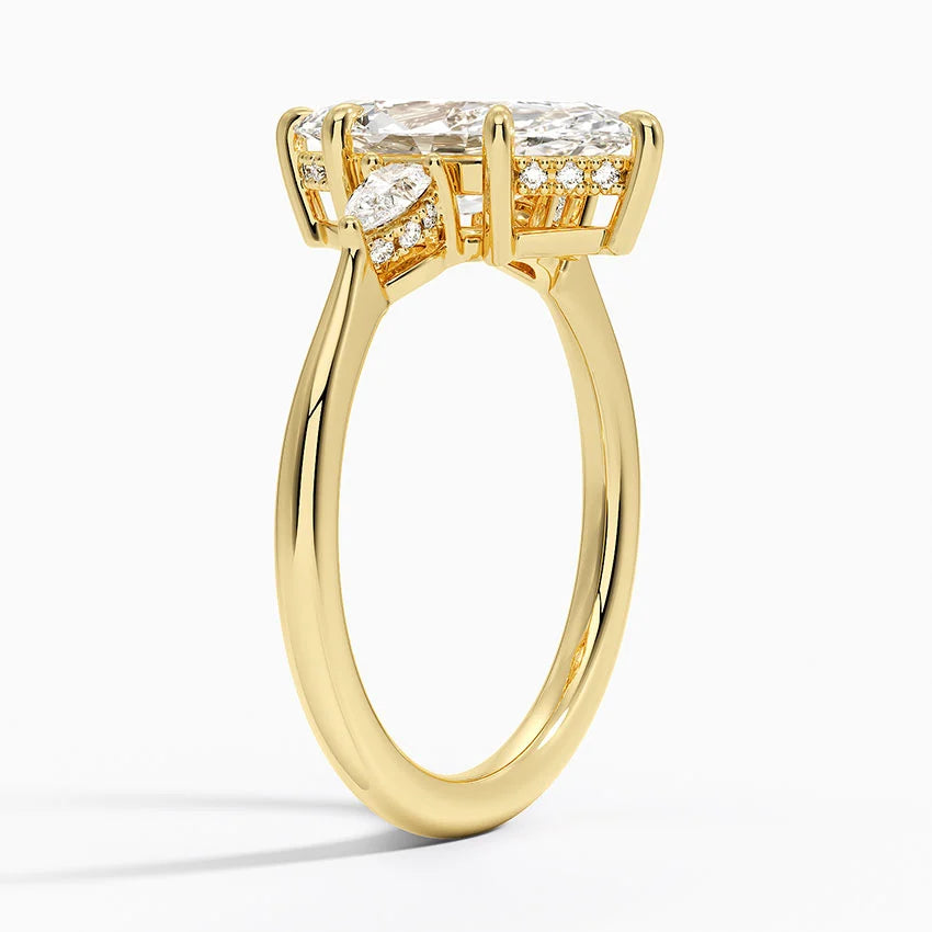 2.50 Karat Marquise Kesim Hidden Halo Tasarım Tektaş Laboratuvar Pırlanta Yüzük - Madrid