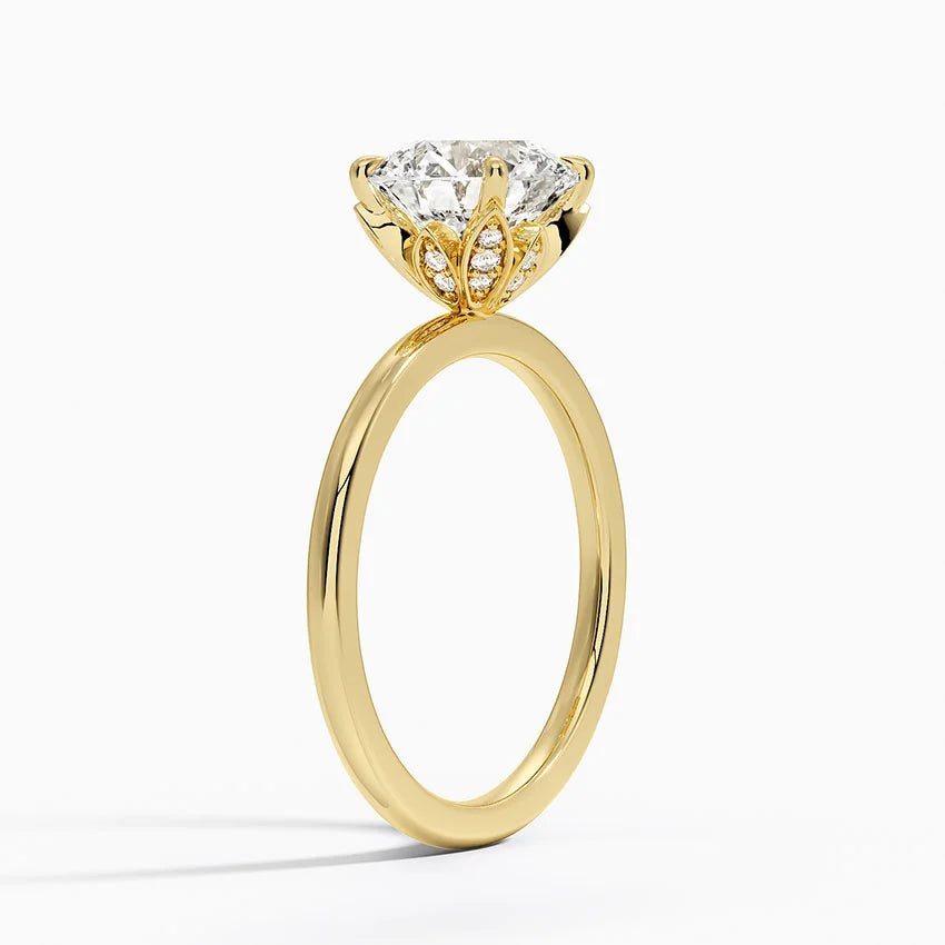 2.15 Karat Hidden Halo Tasarım Tektaş Laboratuvar Pırlanta Yüzük 18K - Delora
