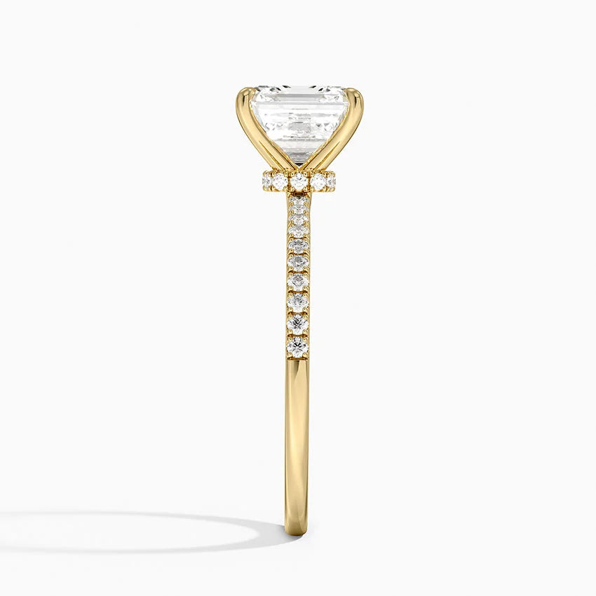 2.25 Karat Asscher Kesim Hidden Halo Tasarım Tektaş Laboratuvar Pırlanta Yüzük - Filora - Bold Diamonds