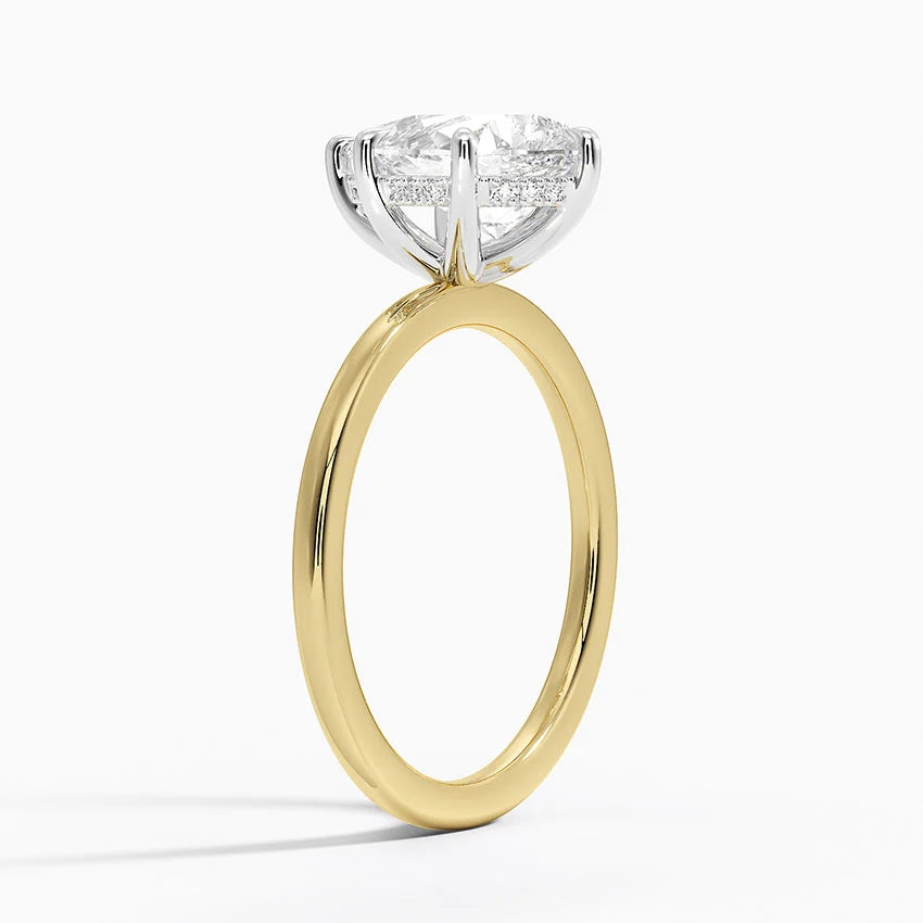 2.10 Karat Damla Kesim Hidden Halo Tasarım Tektaş Laboratuvar Pırlanta Yüzük 18K - Elora - Bold Diamonds