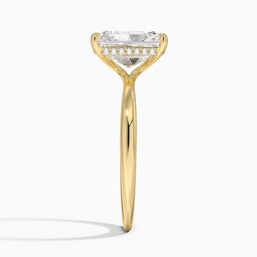 2.10 Karat Radiant Kesim Hidden Halo Tasarım Tektaş Laboratuvar Pırlanta Yüzük 18K - Alvora - Bold Diamonds