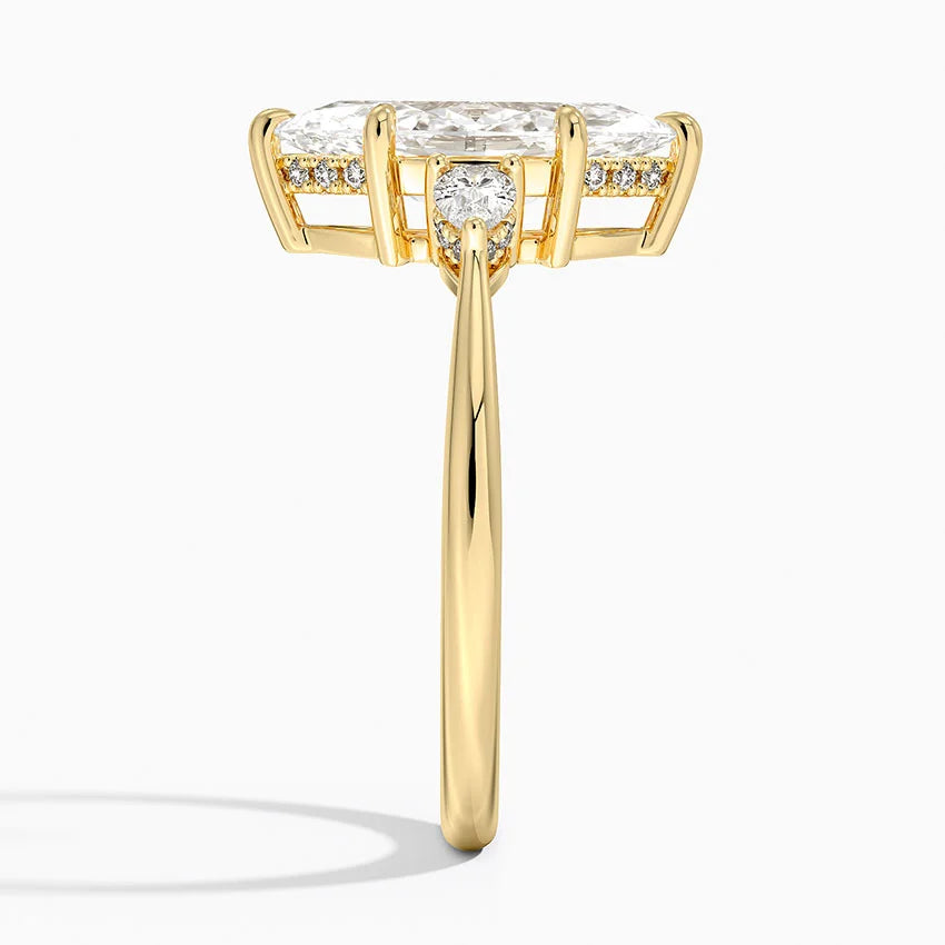 2.50 Karat Marquise Kesim Hidden Halo Tasarım Tektaş Laboratuvar Pırlanta Yüzük - Madrid