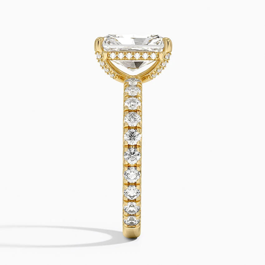 2.75 Karat Radiant Kesim Hidden Halo Tasarım Tektaş Laboratuvar Pırlanta Yüzük 18K - Selora - Bold Diamonds
