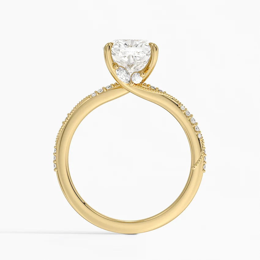 2.25 Karat Cushion Kesim Hidden Halo Tasarım Tektaş Laboratuvar Pırlanta Yüzük 18K - Melora - Bold Diamonds
