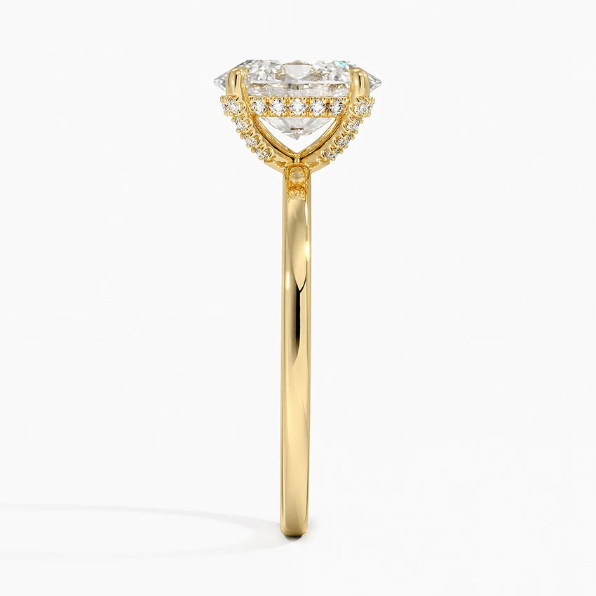 2.15 Karat Oval Kesim Hidden Halo Tasarım Tektaş Laboratuvar Pırlanta Yüzük - Gilora - Bold Diamonds