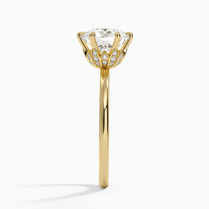Altı Tırnak 2.15 Karat Hidden Halo Tasarım Tektaş Laboratuvar Pırlanta Yüzük - Delora - Bold Diamonds