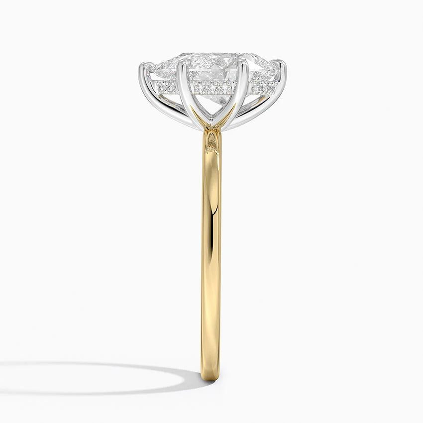 2.10 Karat Damla Kesim Hidden Halo Tasarım Tektaş Laboratuvar Pırlanta Yüzük 18K - Elora - Bold Diamonds