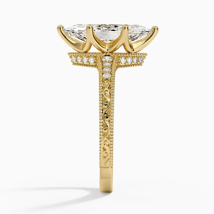 2.15 Marquise Kesim Hidden Halo Tasarım Tektaş Laboratuvar Pırlanta Yüzük - Silora