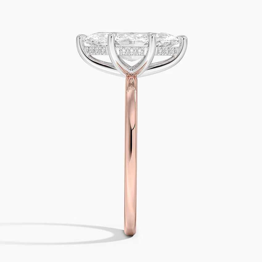 2.10 Karat Marquise Kesim Hidden Halo Tasarım Tektaş Laboratuvar Pırlanta Yüzük 18K - Elora - Bold Diamonds