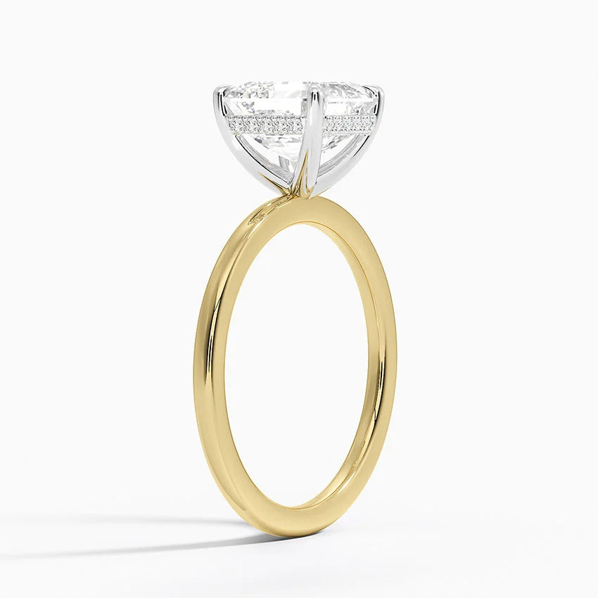 2.10 Karat Asscher Kesim Hidden Halo Tasarım Tektaş Laboratuvar Pırlanta Yüzük 18K - Elora