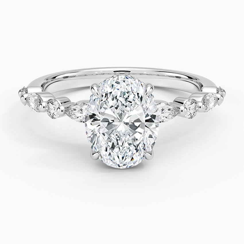 2.50 Karat Oval Kesim Hidden Halo Tasarım Tektaş Laboratuvar Pırlanta Yüzük - Tokyo - Bold Diamonds