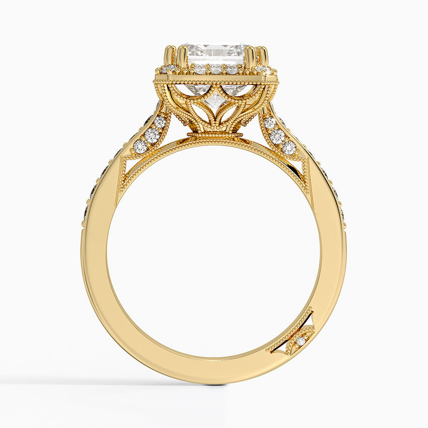 2.50 Emerald Kesim Halo Tasarım Tektaş Laboratuvar Pırlanta Yüzük 18K - Tilara