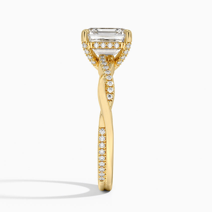 2.25 Karat Asscher Kesim Hidden Halo Tasarım Tektaş Laboratuvar Pırlanta Yüzük - Riga
