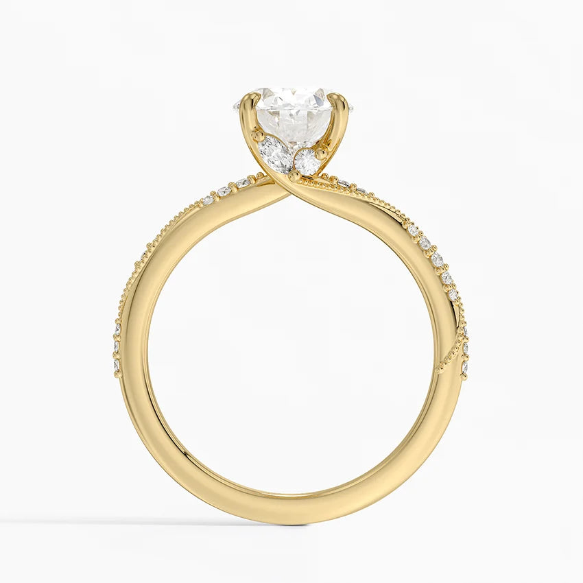 2.25 Karat Oval Kesim Hidden Halo Tasarım Tektaş Laboratuvar Pırlanta Yüzük 18K - Melora