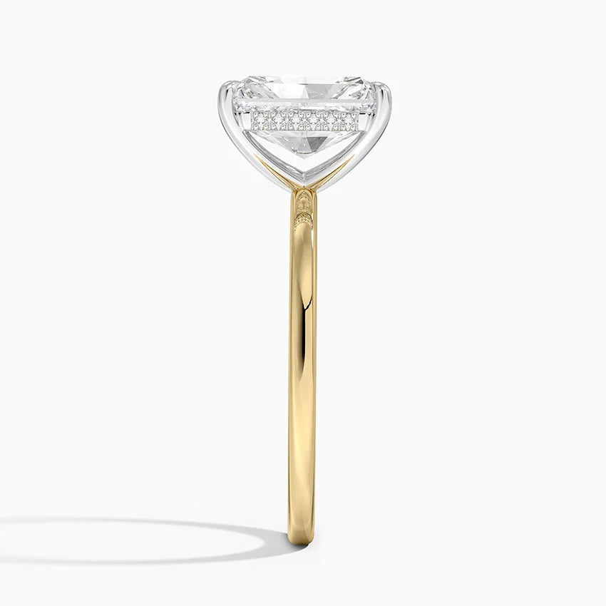 2.10 Karat Radiant Kesim Hidden Halo Tasarım Tektaş Laboratuvar Pırlanta Yüzük 18K - Elora - Bold Diamonds