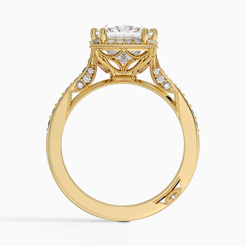 2.50 Prenses Kesim Halo Tasarım Tektaş Laboratuvar Pırlanta Yüzük 18K - Tilara