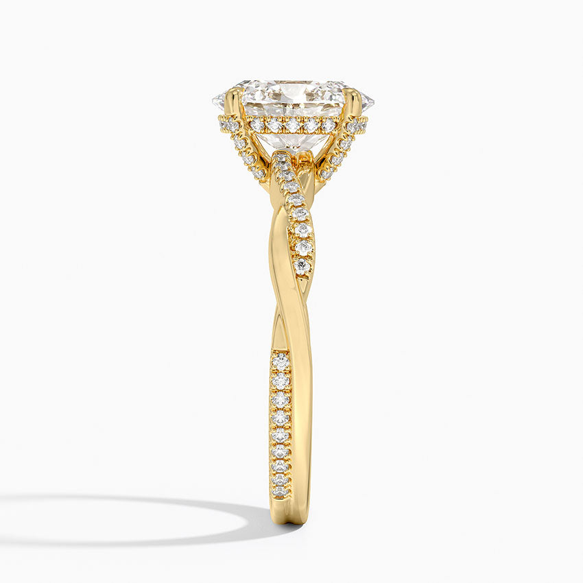 2.25 Karat Oval Kesim Hidden Halo Tasarım Tektaş Laboratuvar Pırlanta Yüzük 18K - Talora