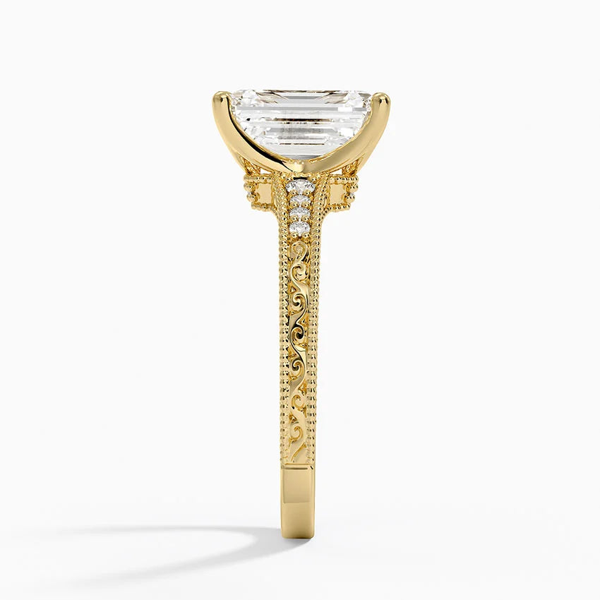 2.15 Karat Emerald Kesim Hidden Halo Tasarım Tektaş Laboratuvar Pırlanta Yüzük - Venice