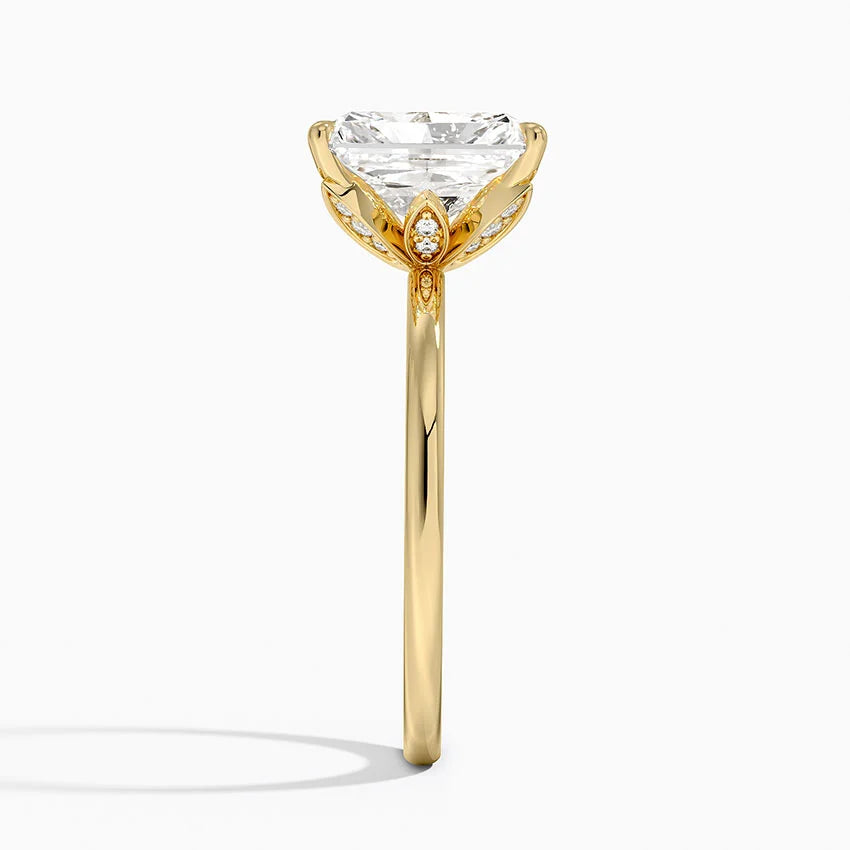 1.60 Carat Princess Halo Design Solitaire Lab Diamond Ring 18K - Florina