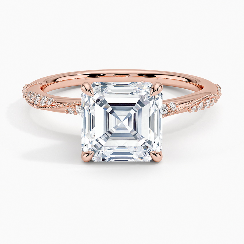 2.25 Karat Asscher Kesim Hidden Halo Tasarım Tektaş Laboratuvar Pırlanta Yüzük 18K - Melora - Bold Diamonds