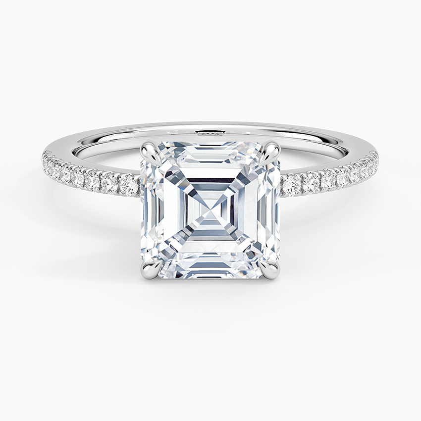 2.25 Karat Asscher Kesim Hidden Halo Tasarım Tektaş Laboratuvar Pırlanta Yüzük - Filora - Bold Diamonds