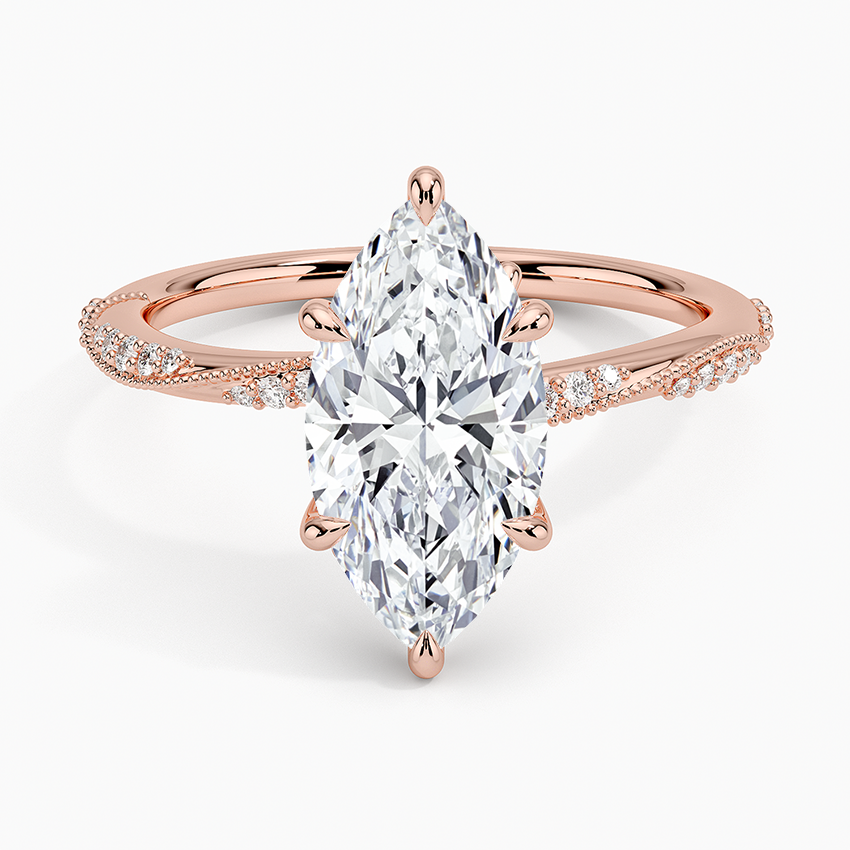 2.25 Karat Marquise Kesim Hidden Halo Tasarım Tektaş Laboratuvar Pırlanta Yüzük 18K - Melora - Bold Diamonds